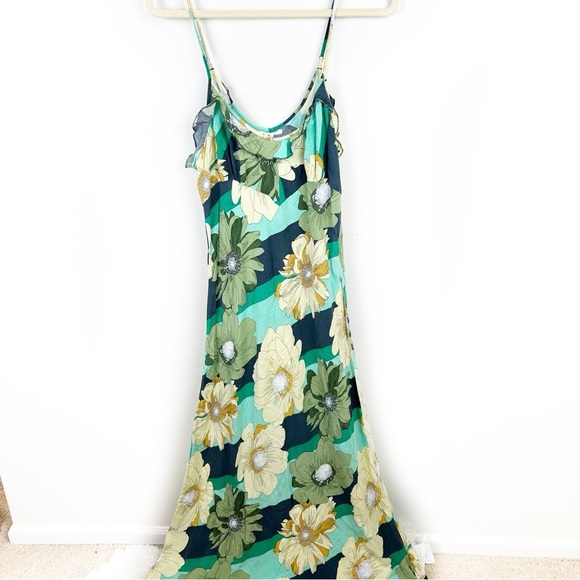 O'Neil Ellis Floral Ruffle Maxi Slip dress summer beachy maxi dress size: XL - Picture 2 of 13